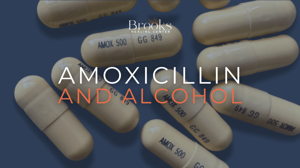 Amoxicillin and alcohol blog cover with amoxicillin pills in background