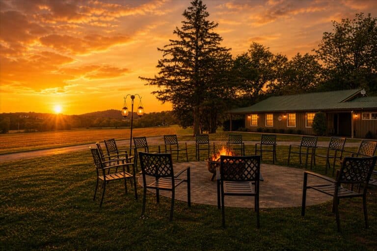 sunset firepit at brooks