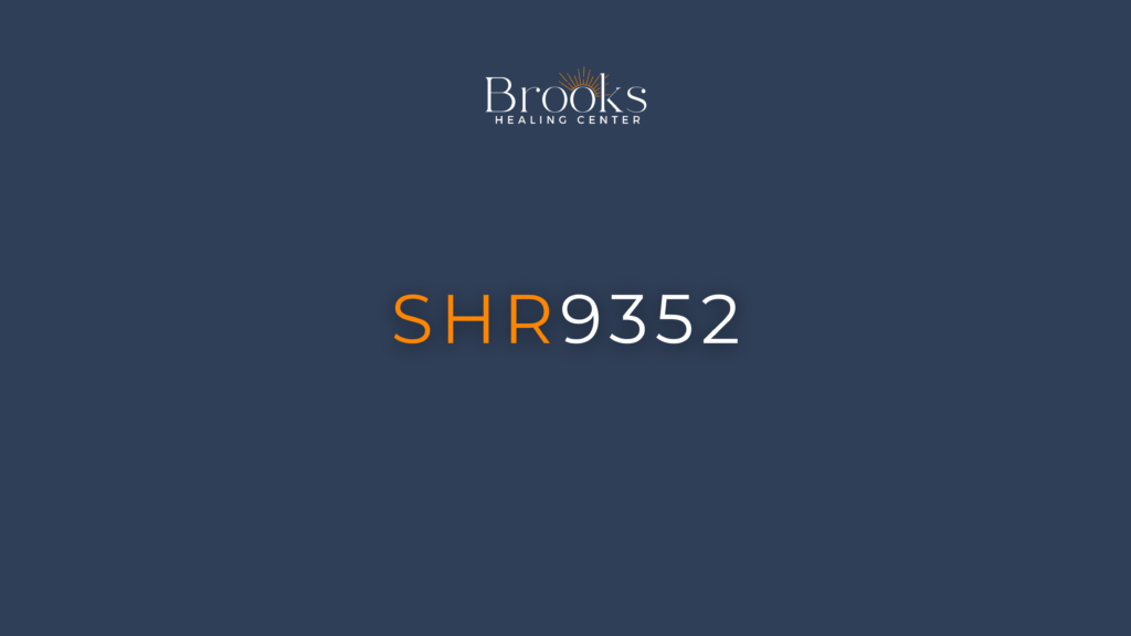 SHR9352 experimental synthetic opioid article graphic with the Brooks Healing Center logo on a navy background